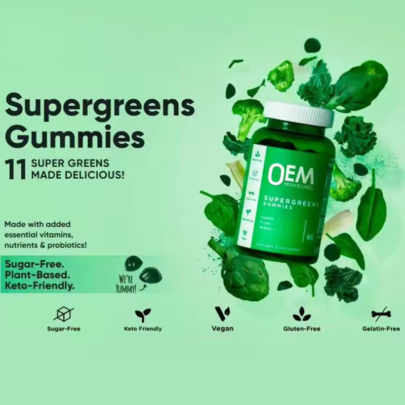 Gominolas vegetarianas de clorofila y vitaminas verdes