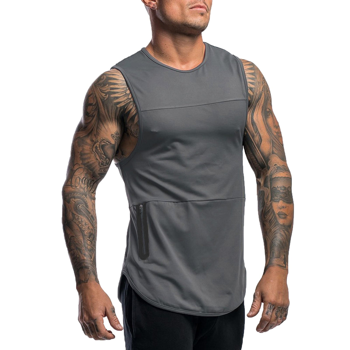 Camiseta sin mangas para hombre con bolsillo con cremallera, chaleco liso de verano deportivo sin mangas, chaleco de culturismo para hombre, ropa de gimnasio, ropa de hombre