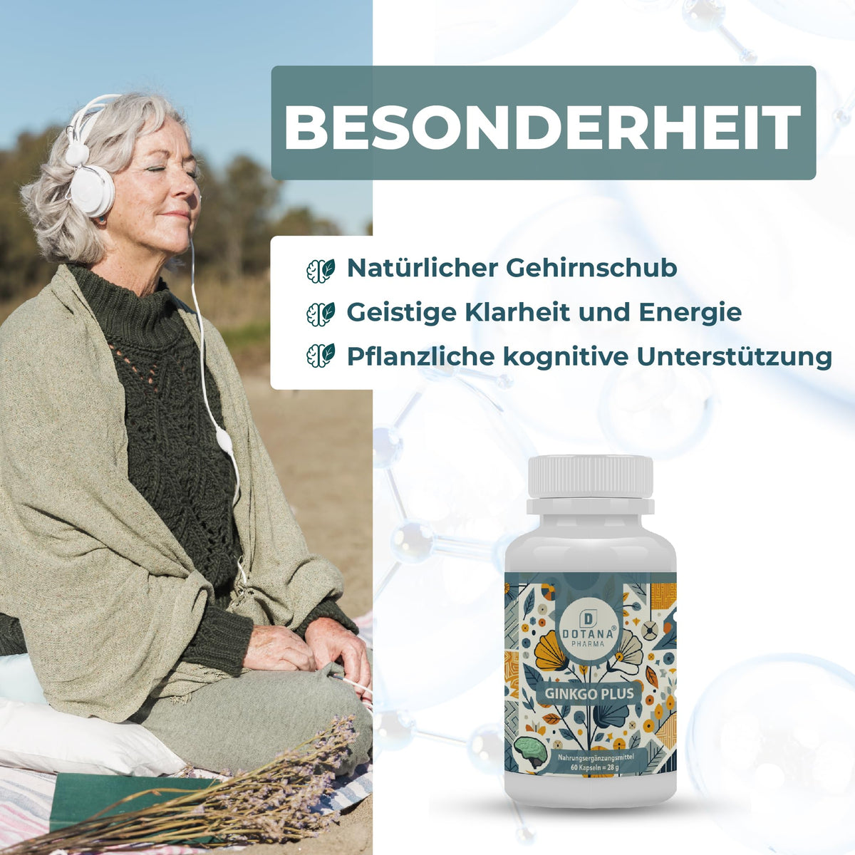 Ginkgo Plus - Komplex mit Ginkgo, Guarana, Kolanuss & B-Vitaminen - Vitamin C, E & Folsäure - 60 Kapseln - Nahrungsergänzungsmittel - Made in Germany-4