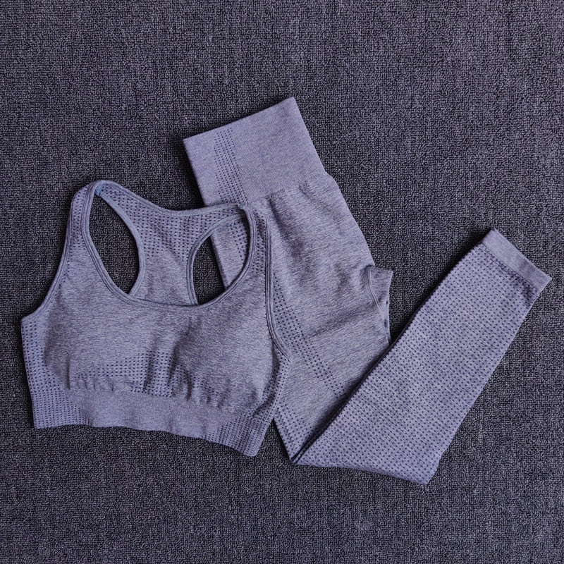 Conjunto de yoga sin costuras con top y leggings