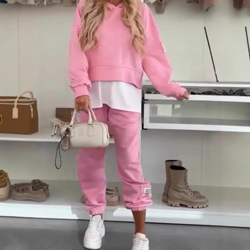 Conjunto Chándal con Capucha para Mujer – Color Liso Casual