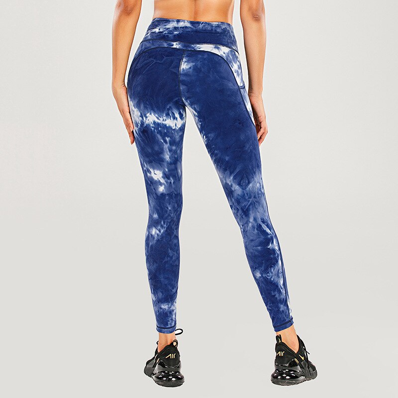 Mallas deportivas de cintura alta con estampado tie-dye y bolsillos