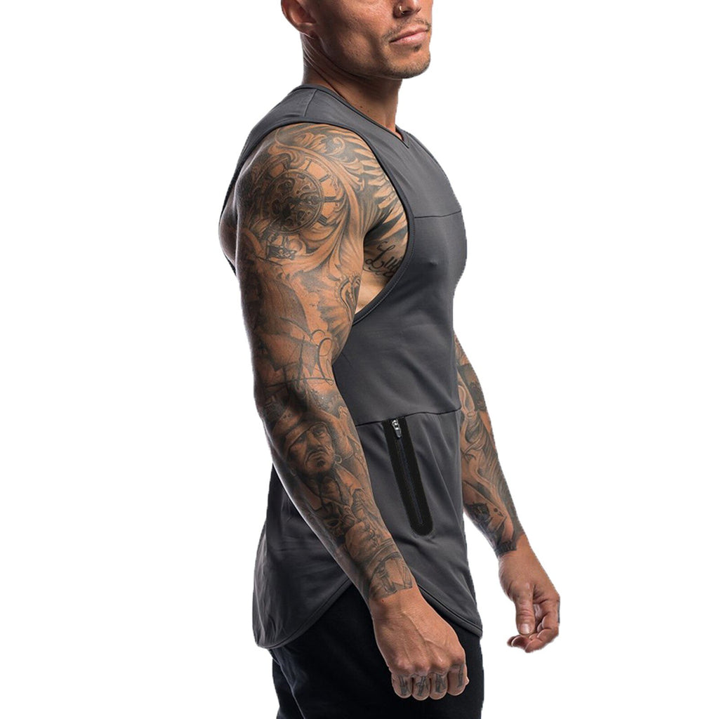 Camiseta de tirantes deportiva para hombre con bolsillo