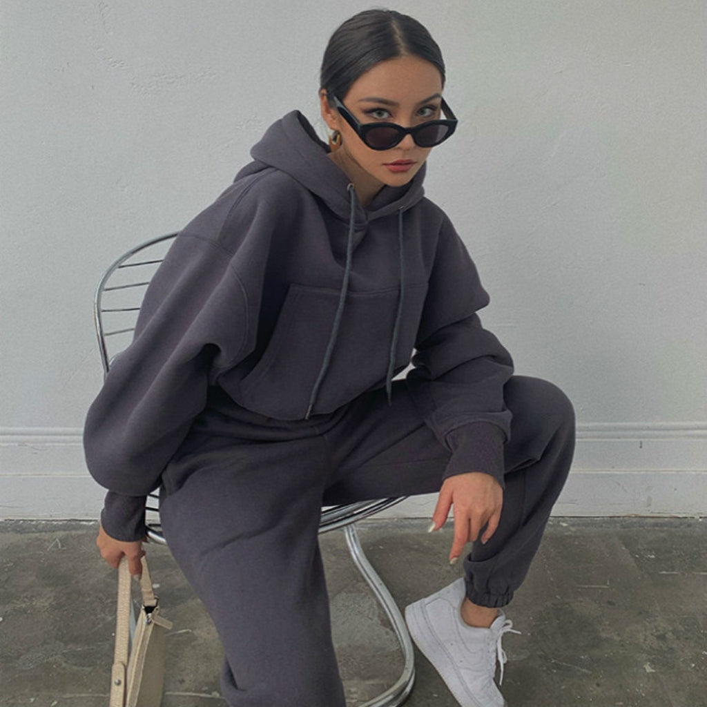 Conjunto de ropa deportiva para mujer con sudadera con capucha y pantalón