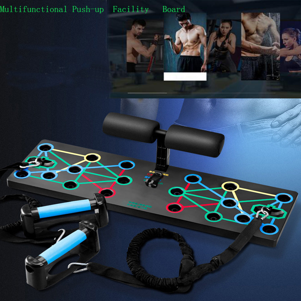 Tabla de flexiones con bandas de resistencia de látex, entrenador muscular, tabla de soporte para flexiones, equipo de gimnasio en casa