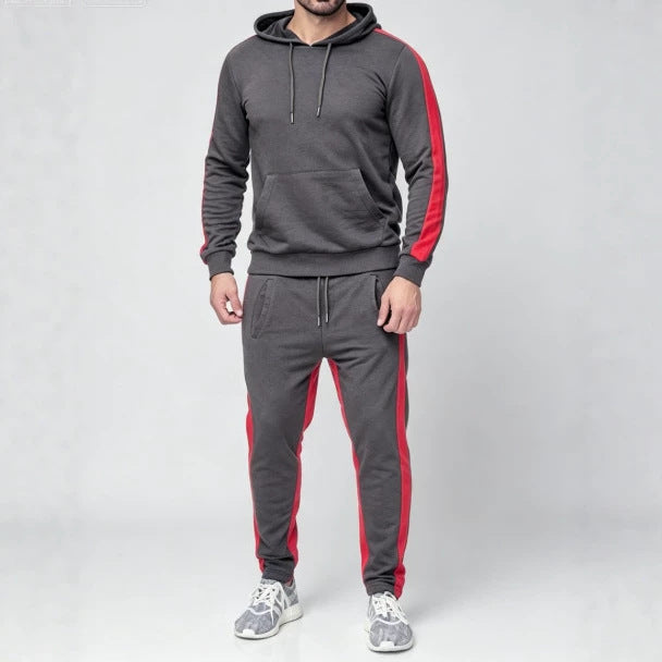 Conjunto de ropa deportiva casual con chaqueta con capucha minimalista y moderna para hombre