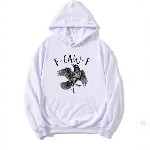 Sudadera con capucha y estampado de cuervo para hombre, ropa deportiva casual