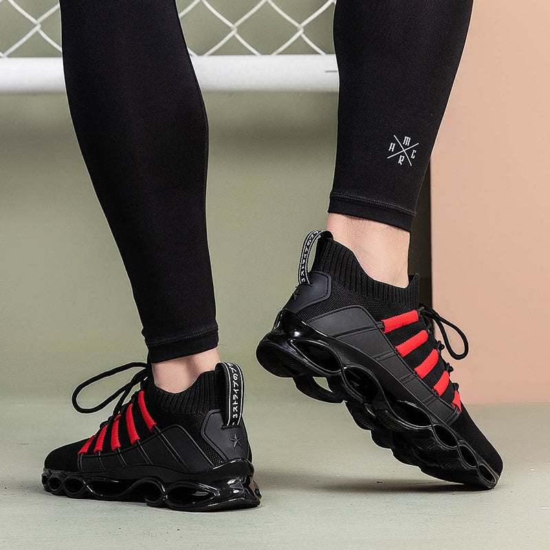 Zapatillas de correr transpirables con suela de cuchilla, tenis de moda, calzado cómodo para correr