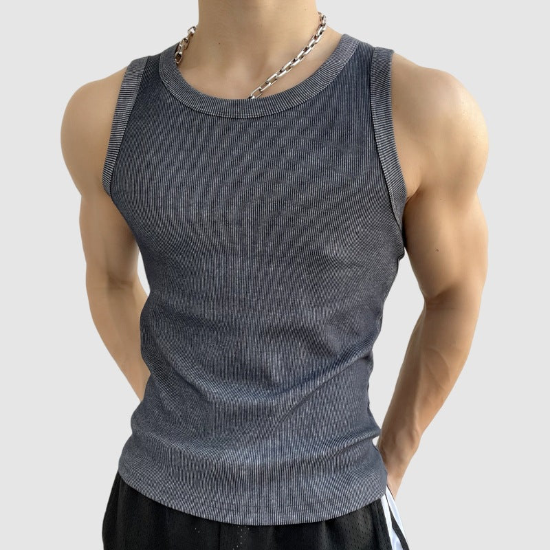 Camiseta de tirantes acanalada de algodón para hombre