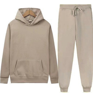 Casual Men's Hoodie Set Solid Color Two-Piece Tracksuit Trendy Sportswear