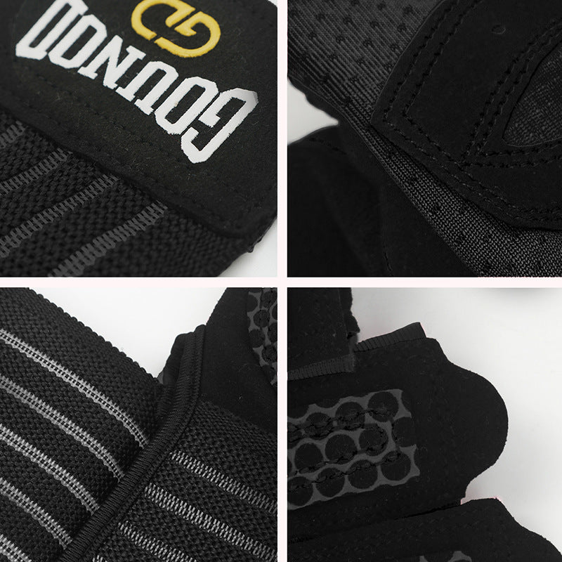 Guantes de fitness transpirables y resistentes al desgaste, medio dedo para ejercicio