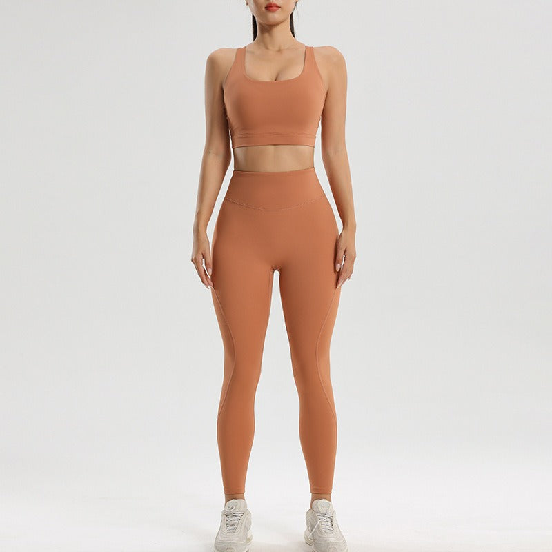 Conjunto deportivo para mujer: sujetador sin mangas y leggings de secado rápido para yoga y running