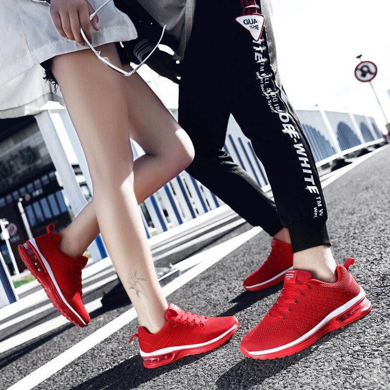 Zapatillas de running para hombre transpirables y ligeras, calzado deportivo para mujer, zapatillas planas para gimnasio con amortiguación de aire para parejas
