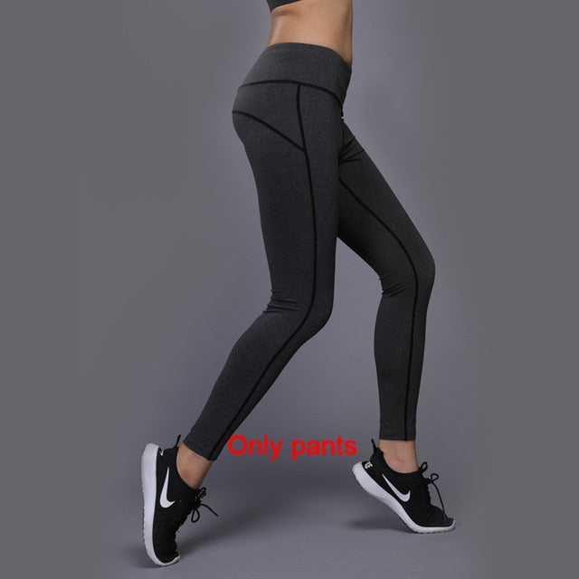 Conjunto de yoga sexy para mujer, ropa deportiva, camiseta de gimnasio + pantalones, ropa de entrenamiento transpirable, leggings de yoga de compresión, traje deportivo