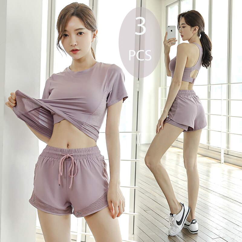 Conjunto de yoga de tres piezas para mujer