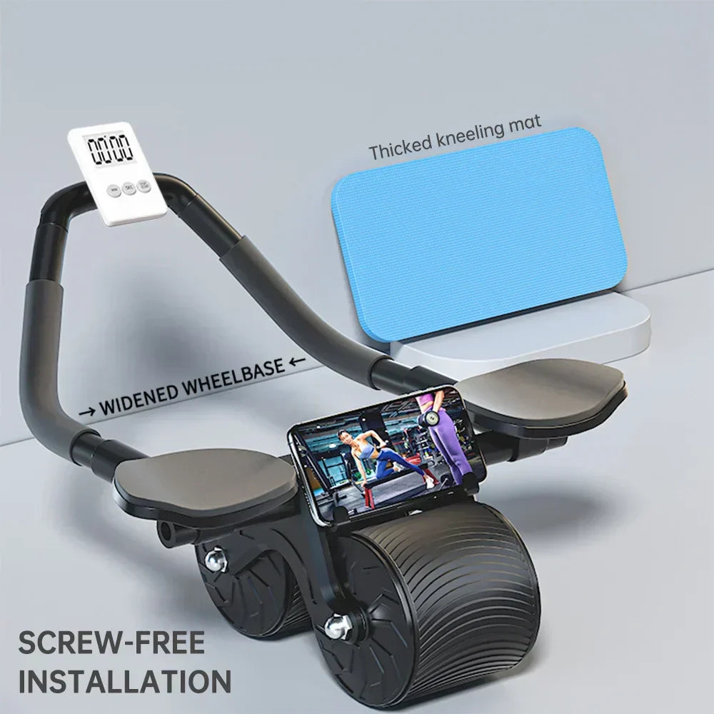Silent Automatic Rebound Ab Roller Wheel with Elbow Support-1