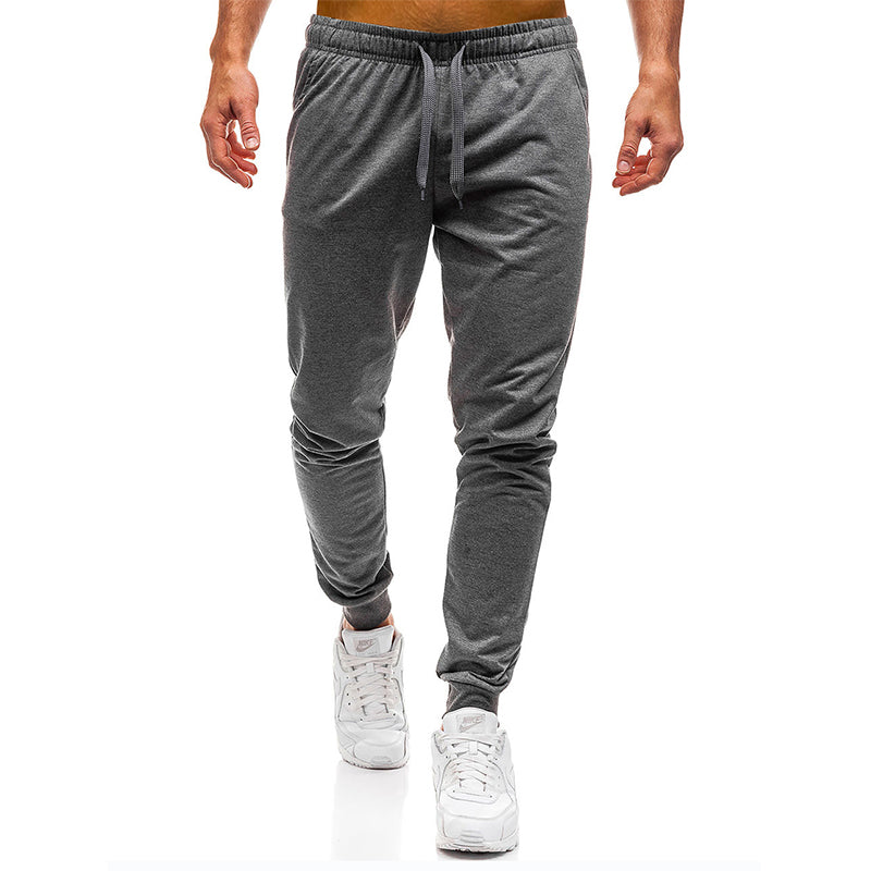 Men Joggers Elastic Waist Long Trousers Brand Fashion Casual Solid Color Fitness Workout Sweatpants Blue Red