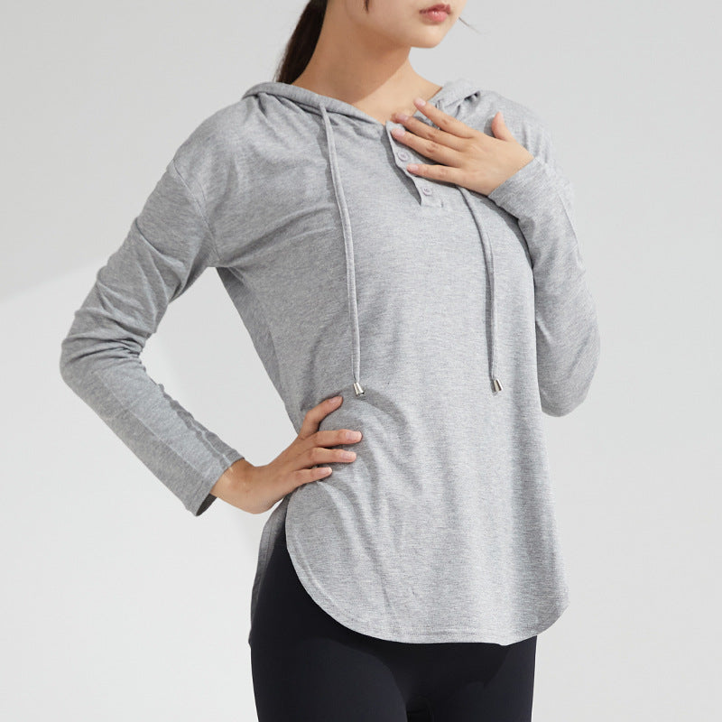 Sudadera con capucha para yoga y fitness de secado rápido, camiseta de manga larga fina para yoga y ejercicio