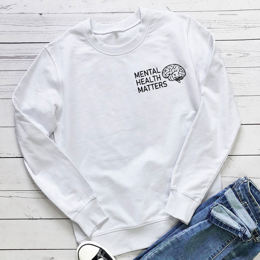 Sudadera con capucha y estampado de letras sobre salud mental