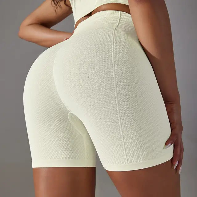 Pantalones cortos de gimnasia ajustados de punto sin costuras de cintura alta, diseño de curva de sirena, levantamiento de cadera, transpirables, a rayas, para correr, fitness, yoga, de secado rápido