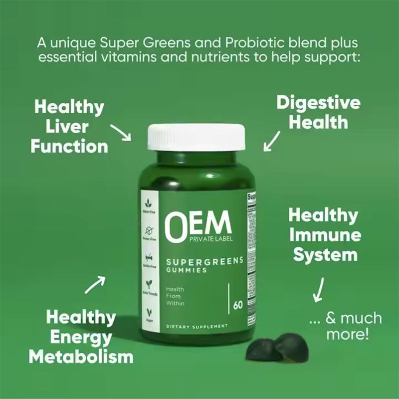 Gominolas vegetarianas de clorofila y vitaminas verdes