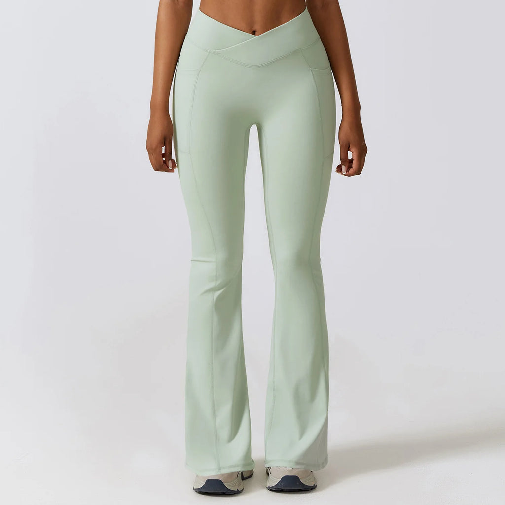 Pantalones deportivos elásticos para mujer, tipo campana, para correr, push up, gimnasio, baile, ropa deportiva acampanada, leggings de yoga de nylon.