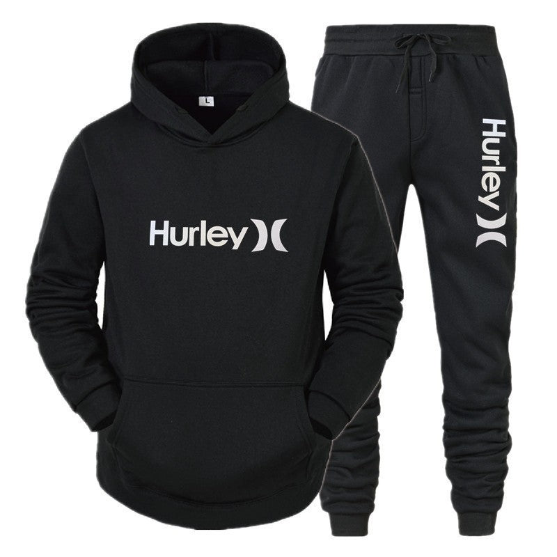 Men's Two-Piece Tracksuit, Hooded Sweatshirt and Printed Casual Pants