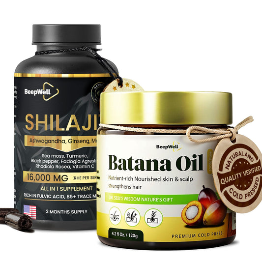 BeepWell Shilajit Capsules + Batana Oil Combo-0