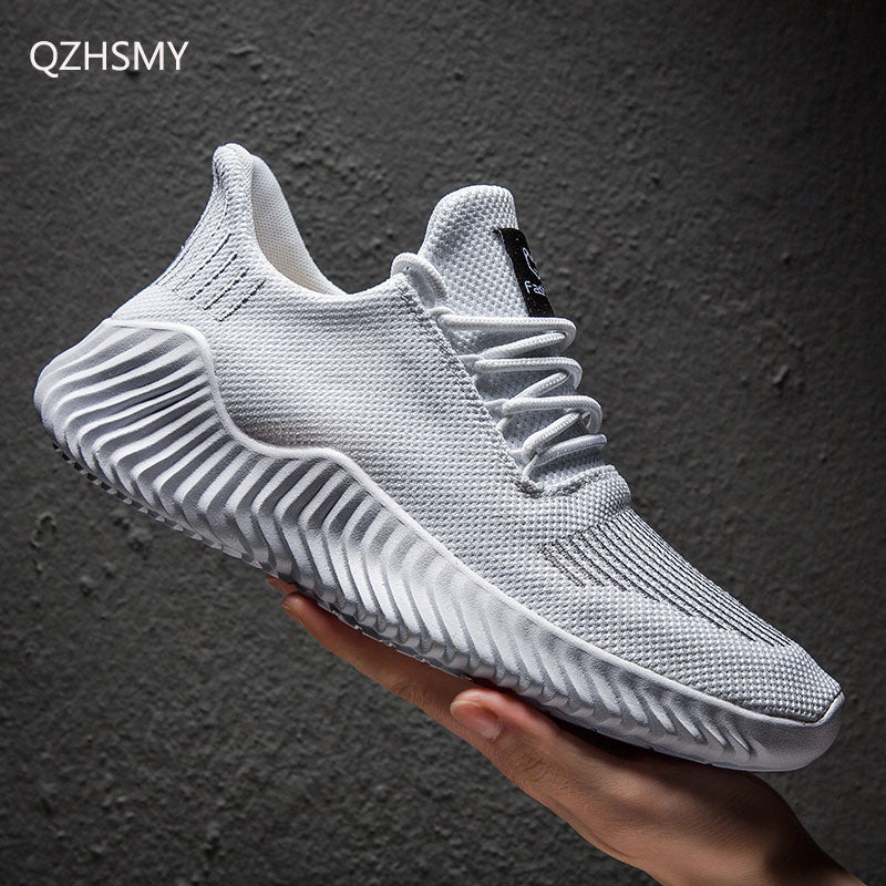 Zapatillas de hombre de alta calidad, transpirables, de moda, color blanco, para gimnasio, informales, ligeras, para caminar, calzado de tallas grandes.