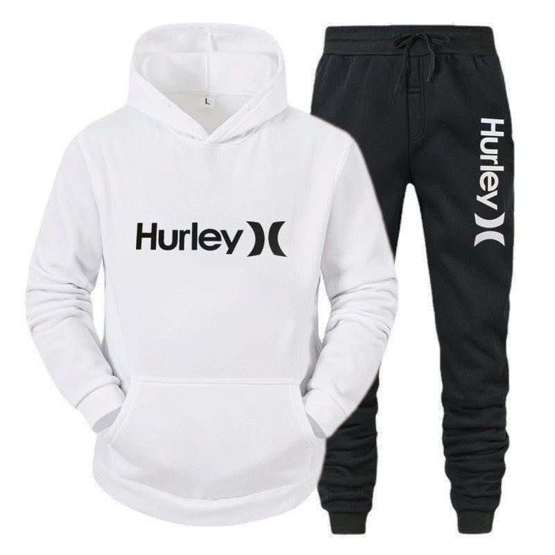 Men's Two-Piece Tracksuit, Hooded Sweatshirt and Printed Casual Pants