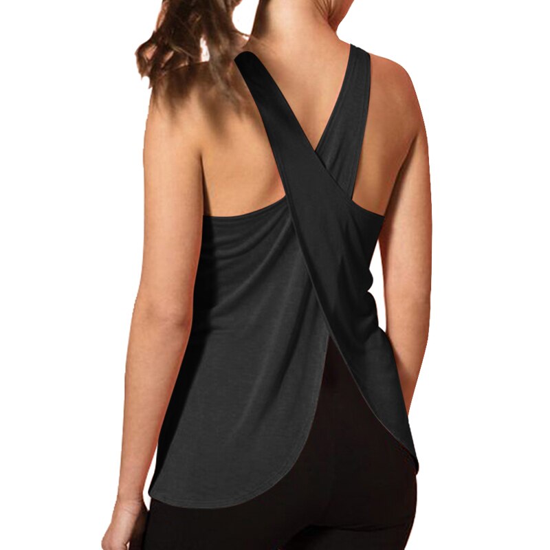 Camiseta de tirantes para yoga y running, de secado rápido y espalda cruzada