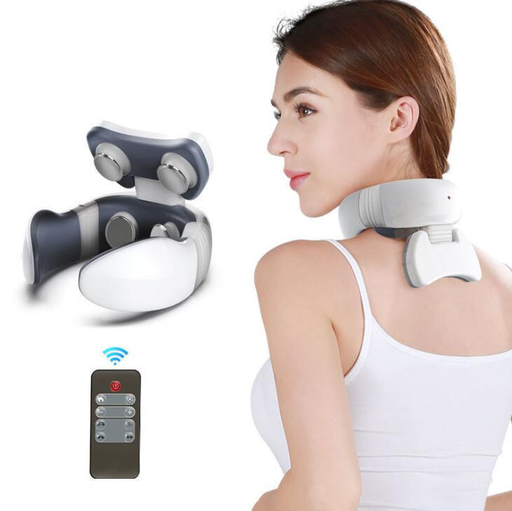 Masajeador cervical de impulsos y vibración con calor y mando a distancia