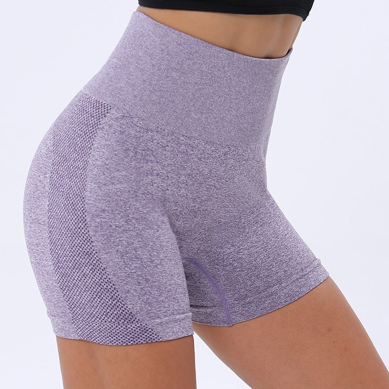 Pantalón corto deportivo sin costuras para mujer, de cintura alta