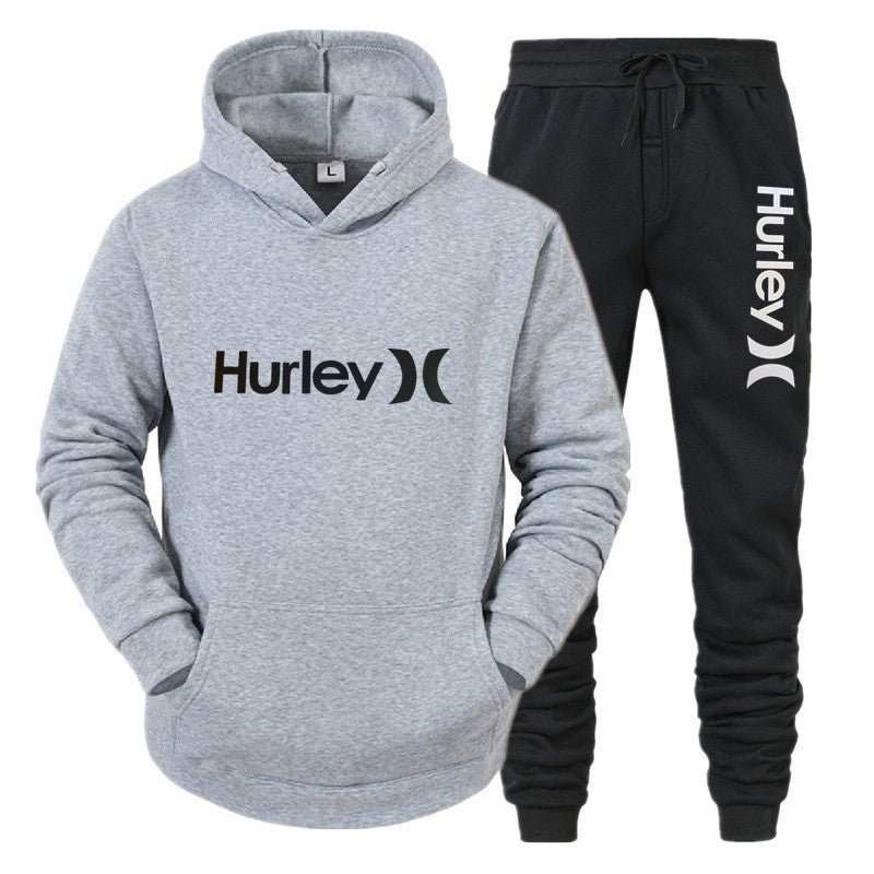 Men's Two-Piece Tracksuit, Hooded Sweatshirt and Printed Casual Pants
