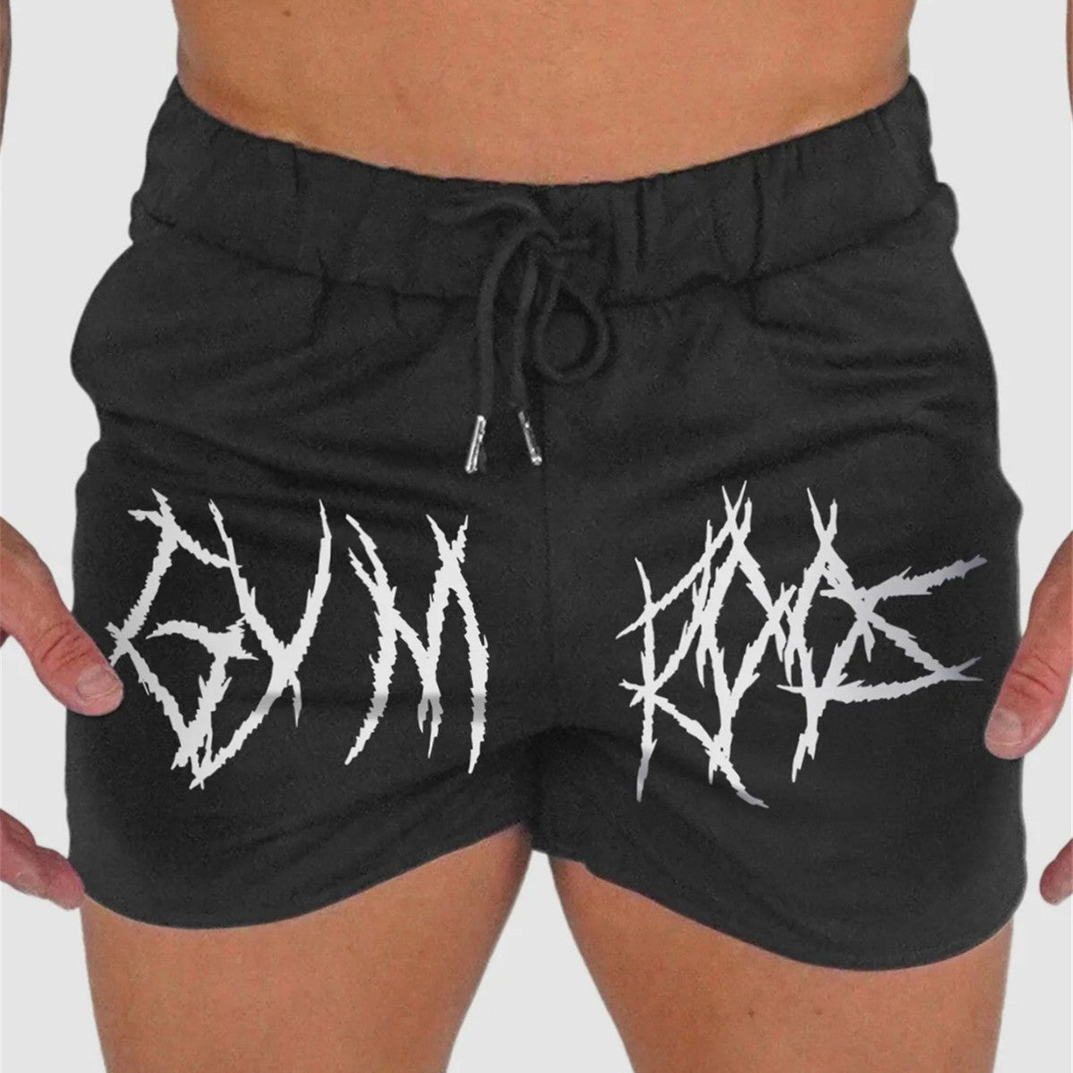 Muscle Fitness Shorts Men Summer New Printed Mesh Quick-Dry Slim Fit Sexy Pants Workout Training