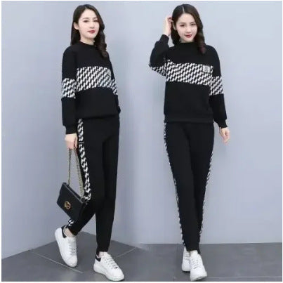 Fall/Winter New Fashion Plus Size Women's Casual Two-Piece Set, Stylish and Versatile Tracksuit for Women