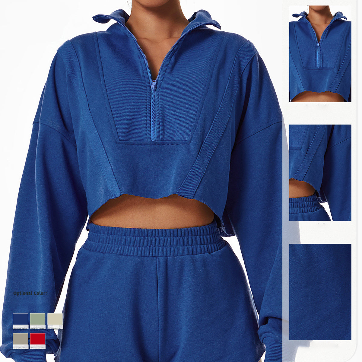 Sudadera deportiva holgada con cuello alto y cremallera