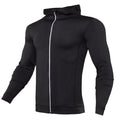 Camiseta rashguard deportiva para hombre con capucha y cremallera