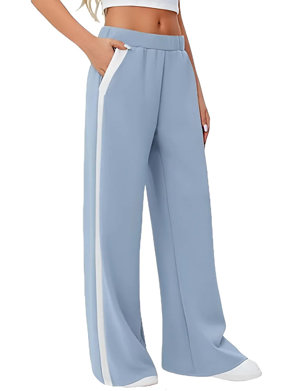 Pantalón de yoga holgado de cintura alta con bolsillos