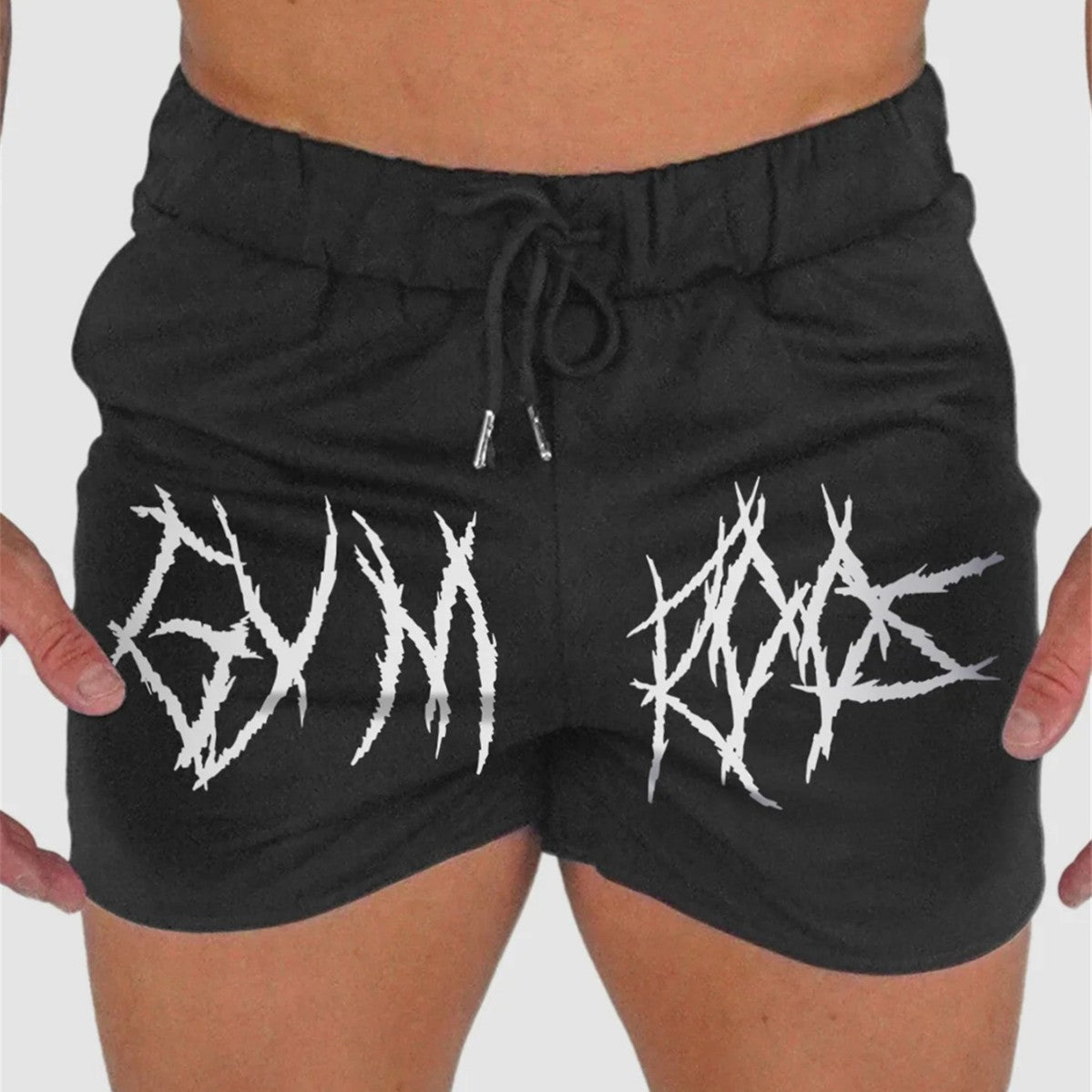 Muscle Fitness Shorts Men Summer New Printed Mesh Quick-Dry Slim Fit Sexy Pants Workout Training
