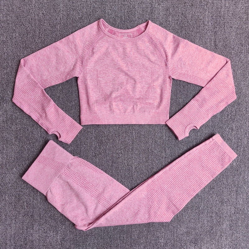 Conjunto de yoga sin costuras con top y leggings