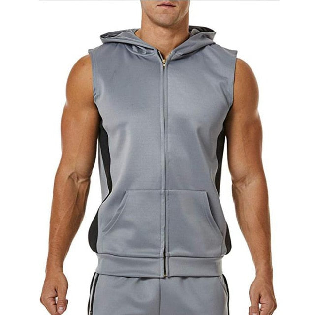 Chaleco deportivo con capucha y cremallera para hombre