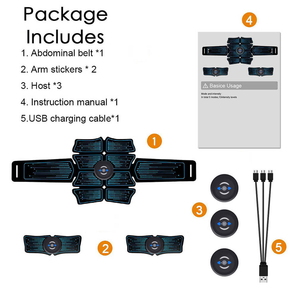 Cinturón abdominal EMS de electroestimulación, estimulador muscular ABS, entrenador muscular de cadera, tonificador, equipo de fitness para gimnasio en casa, para hombres y mujeres