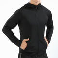 Chaqueta de running de otoño BARBOK, camiseta deportiva de manga larga con capucha y cremallera, camiseta de compresión para hombre, top para gimnasio, footing y fitness