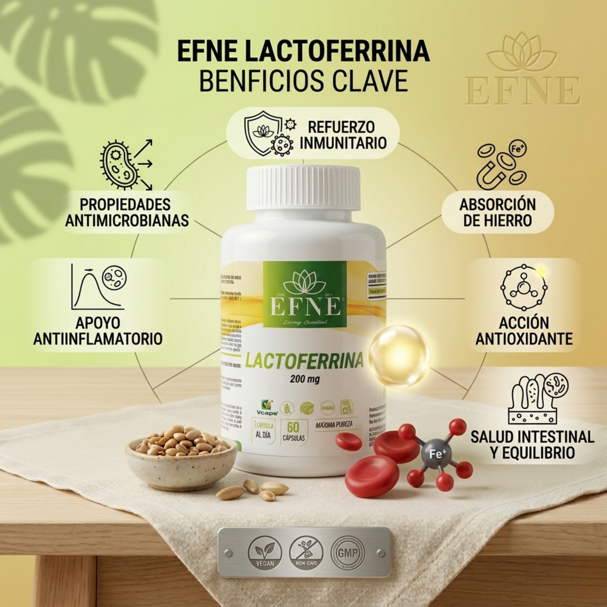 Lactoferrina 200 mg EFNE – El Elixir de Protección Celular e Inmune