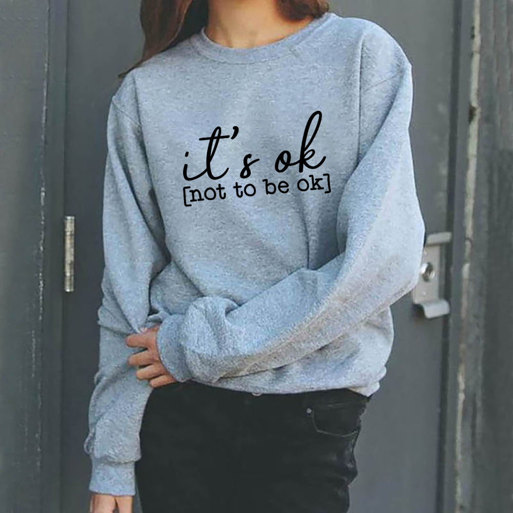 Sudadera con capucha con diseño sobre salud mental «Está bien»