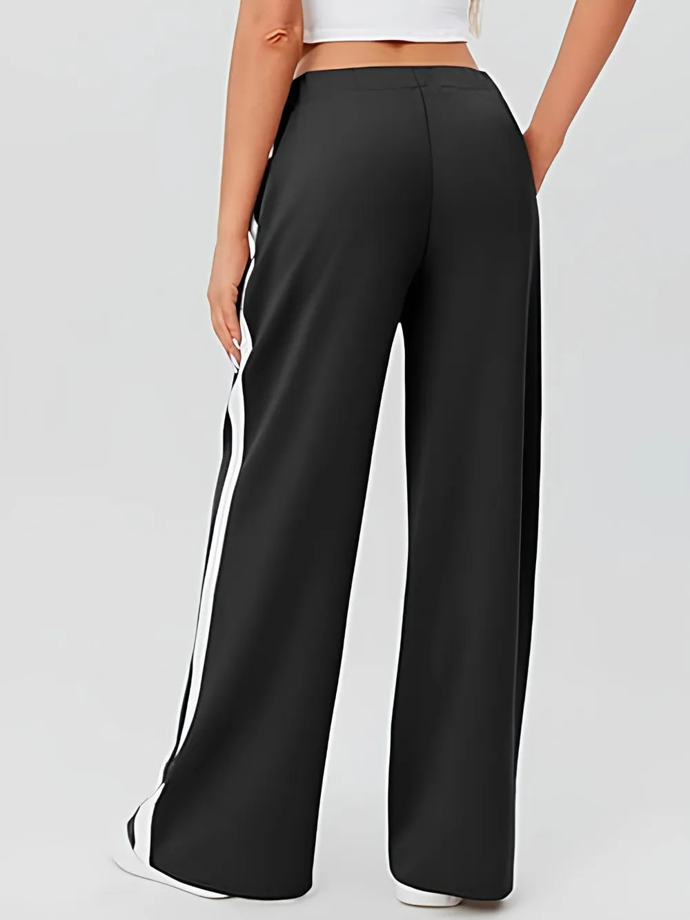 Pantalón de yoga holgado de cintura alta con bolsillos