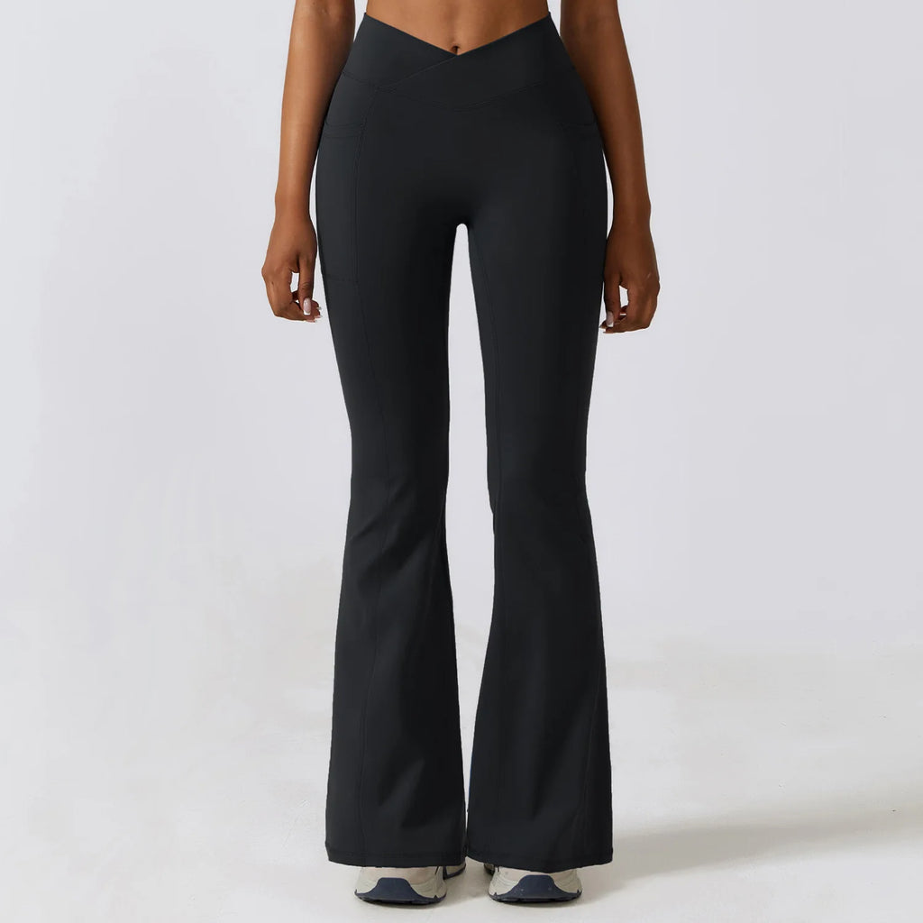 Pantalones deportivos elásticos para mujer, tipo campana, para correr, push up, gimnasio, baile, ropa deportiva acampanada, leggings de yoga de nylon.