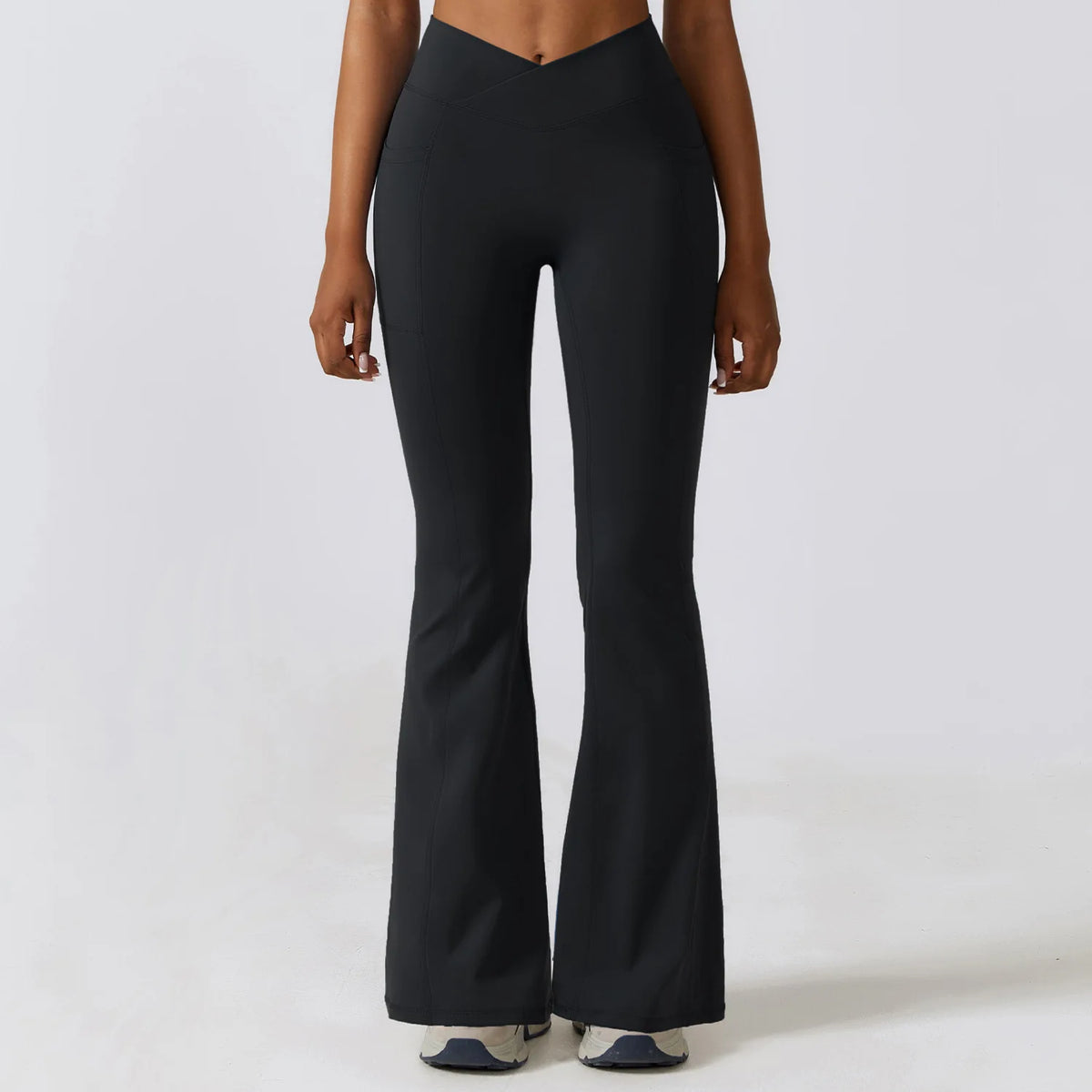 Pantalones deportivos elásticos para mujer, tipo campana, para correr, push up, gimnasio, baile, ropa deportiva acampanada, leggings de yoga de nylon.