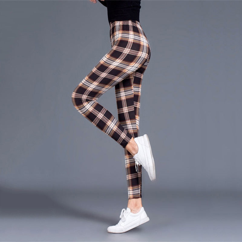 Leggings deportivos de cuadros para mujer